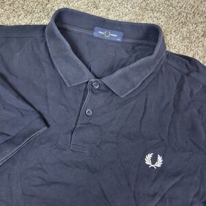 Fred Perry Mens 2XL Solid Black Stretch Knit Polo Short Sleeve